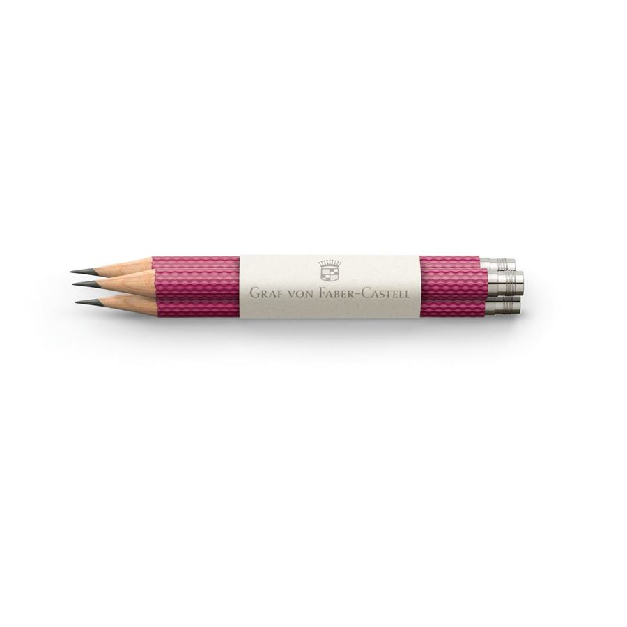 Graf-von-Faber-Castell - 3 crayons graphite de poche Guilloché, Rose