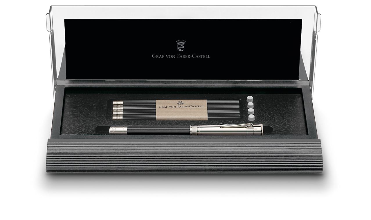 Graf-von-Faber-Castell - Plumier n°1 avec Crayon Excellence plaqué platine, noir