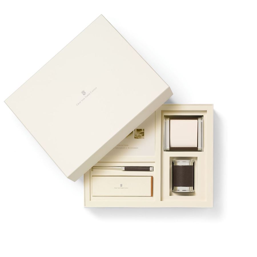 Graf-von-Faber-Castell - Set d’accessoires de bureau petit, marron foncé
