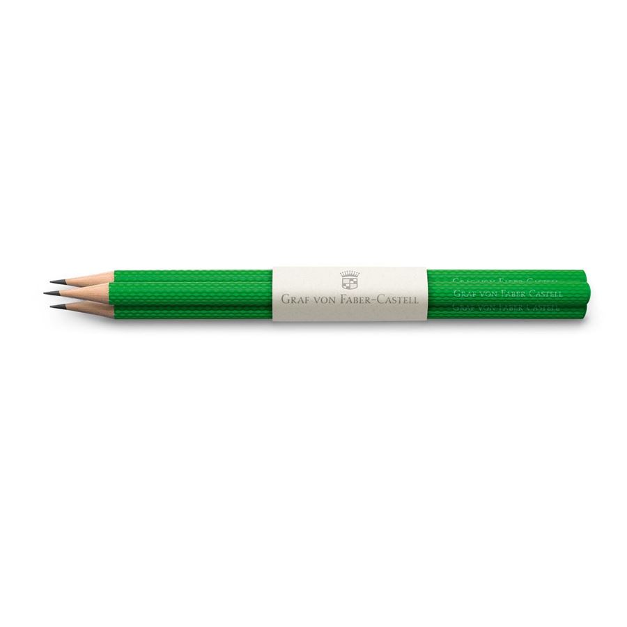 Graf-von-Faber-Castell - 3 crayons graphite Guilloché, Vert Reptile