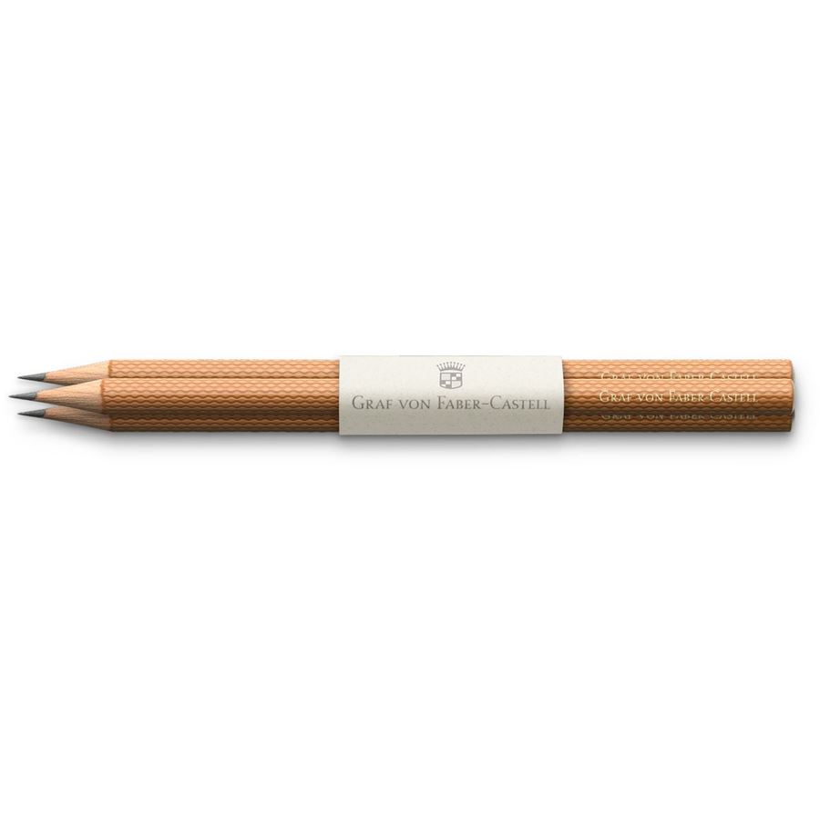 Graf-von-Faber-Castell - 3 crayons graphite Guilloché, Cognac
