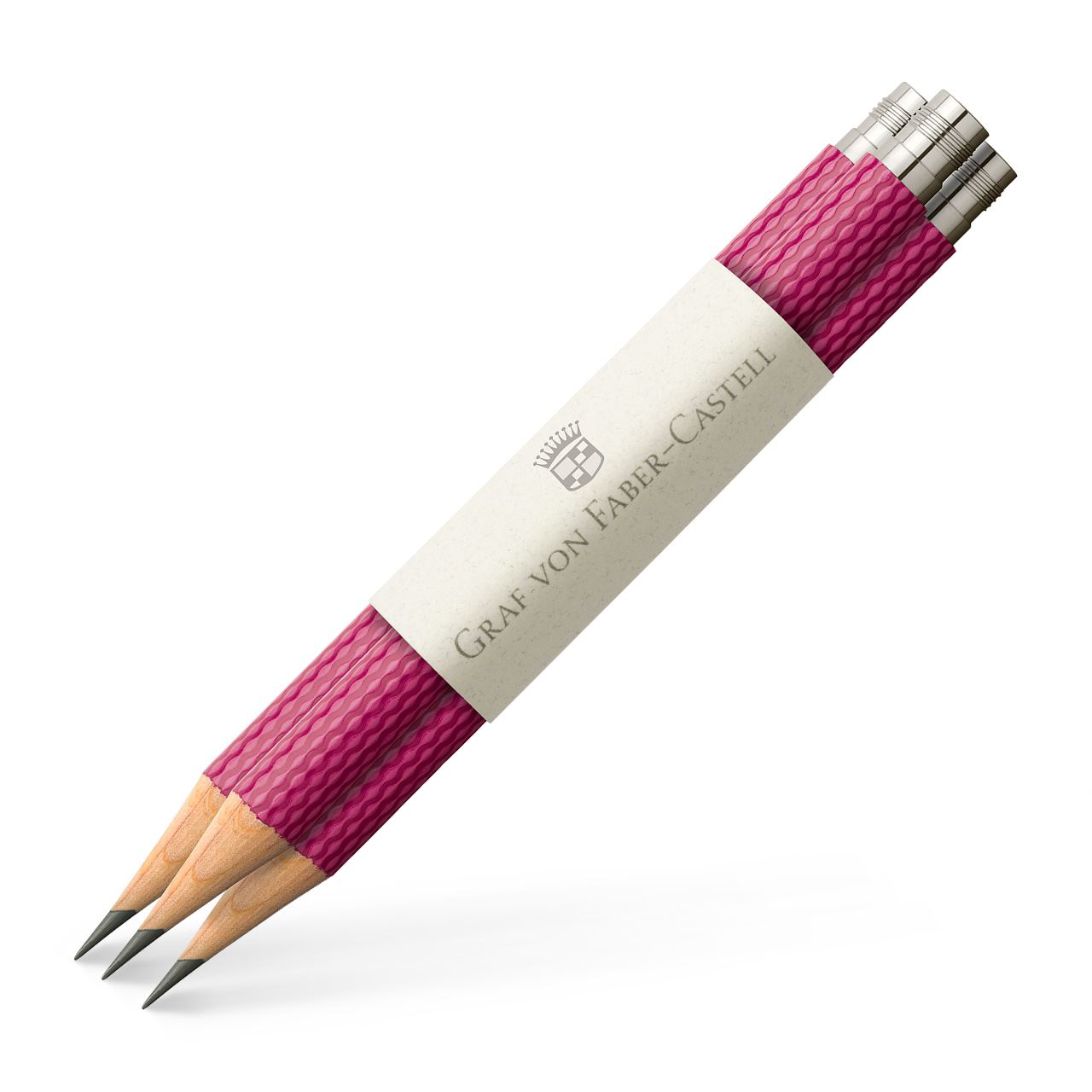 Graf-von-Faber-Castell - 3 crayons graphite de poche Guilloché, Rose