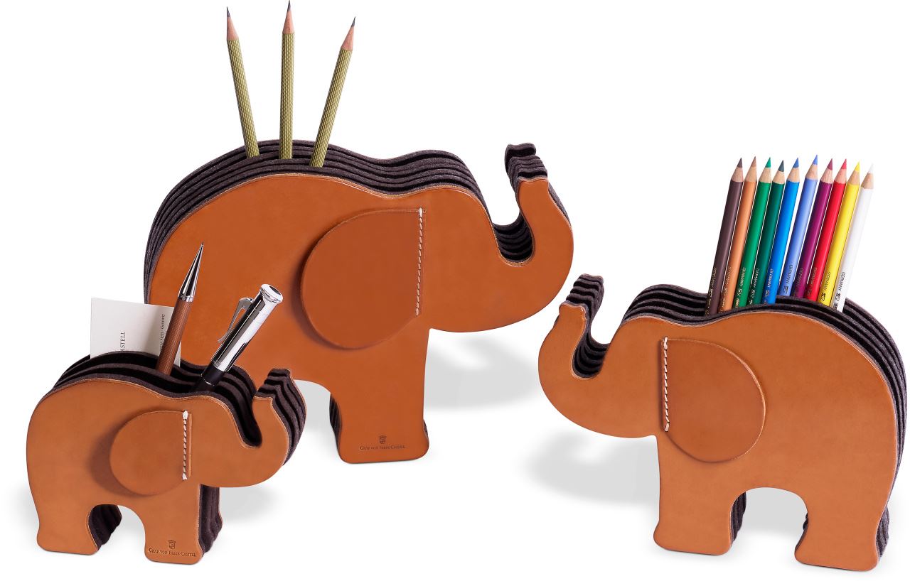 Graf-von-Faber-Castell - Eléphant en cuir de veau naturel, moyen